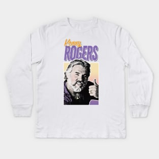 Vintage Style Kenny Rogers 80s Aesthetic Design Kids Long Sleeve T-Shirt